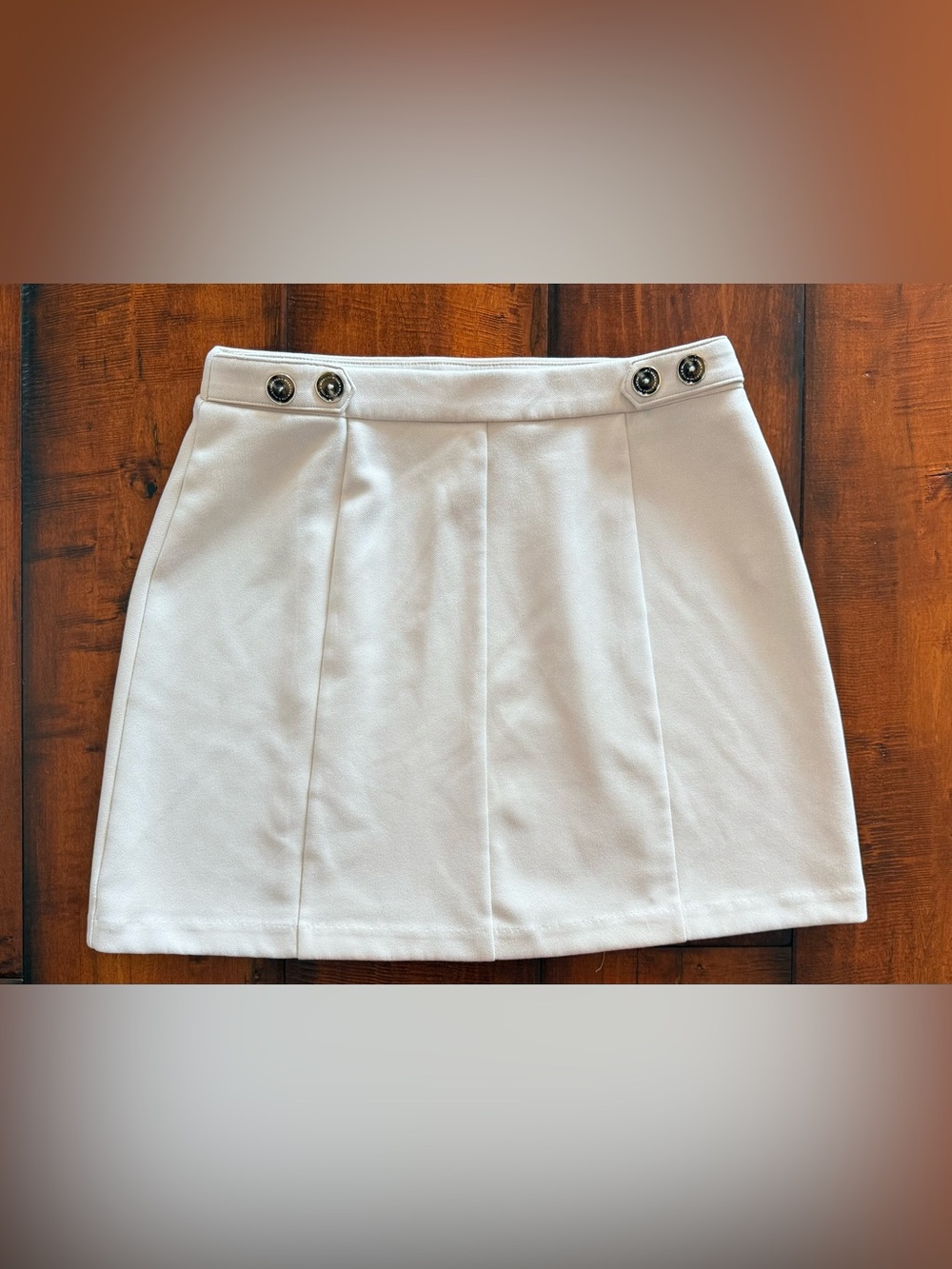 Marc NY Andrew Marc Cream Mini Skirt with Decorative Button Waist